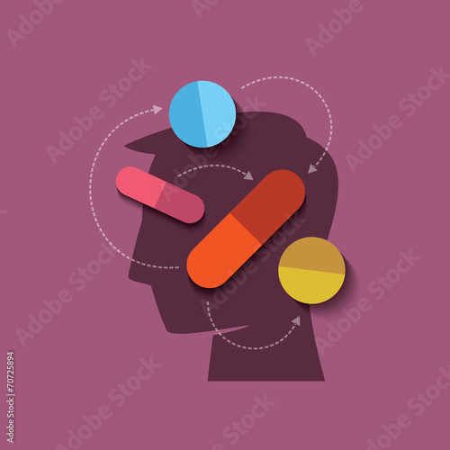 human head with medicine