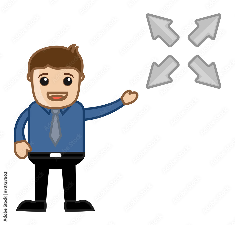 Four Ways Arrow - Vector Character Illustration Four Ways Arrow - Vector Character Illustration