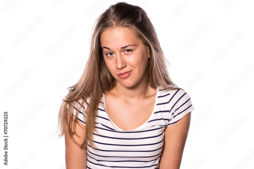 Attractive young woman posing on white isolated background Attractive young woman posing on white isolated background