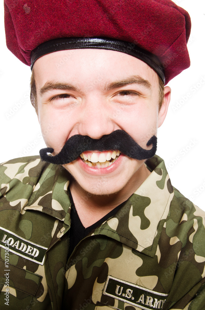 Funny soldier in military concept Funny soldier in military concept