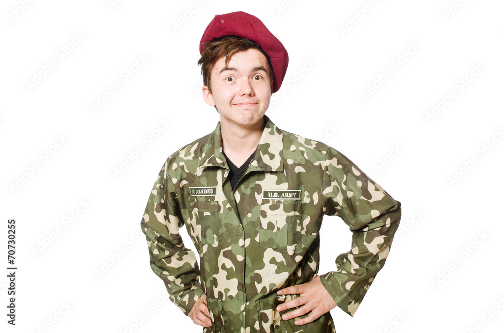Funny soldier in military concept Funny soldier in military concept