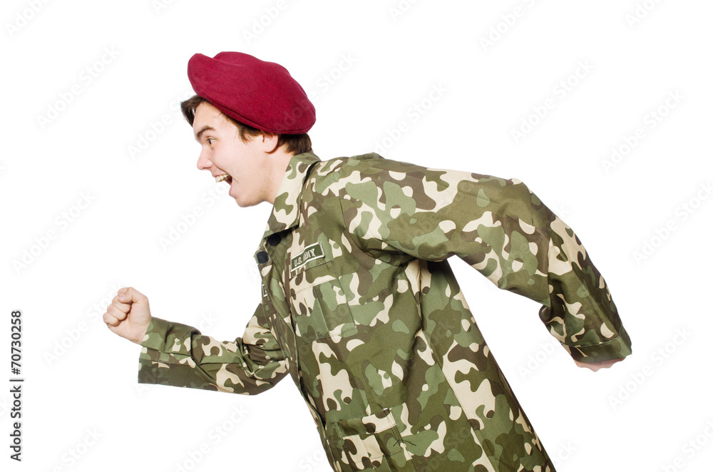 Funny soldier in military concept Funny soldier in military concept