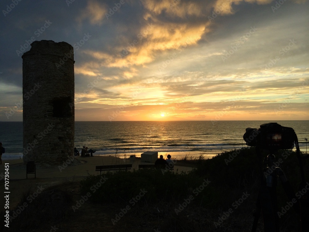 Kamera nimmt Sonnenuntergang in Andalusien auf