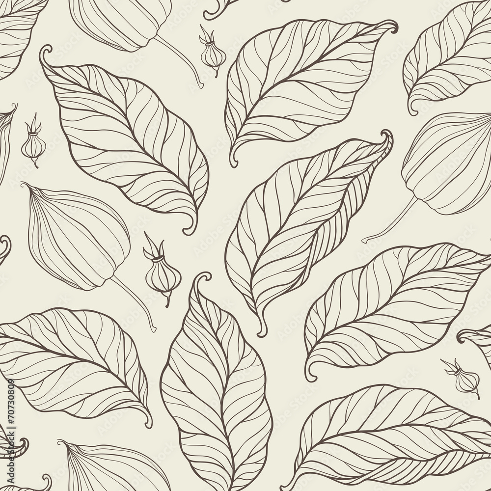 Seamless pattern with falling leaves
