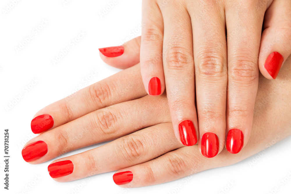 Woman with beautiful manicured red fingernails Woman with beautiful manicured red fingernails