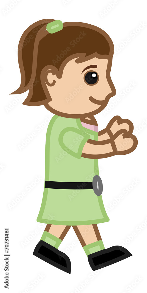 Walking Girl - Vector Character Cartoon Illustration Walking Girl - Vector Character Cartoon Illustration