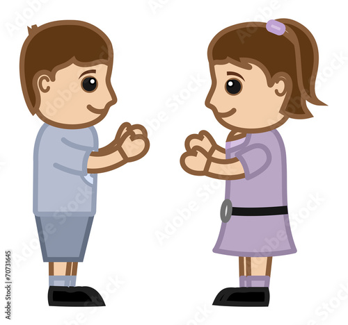 Kids Playing - Vector Cartoon Illustration