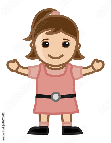 Cute Little Girl - Vector Cartoon Illustration
