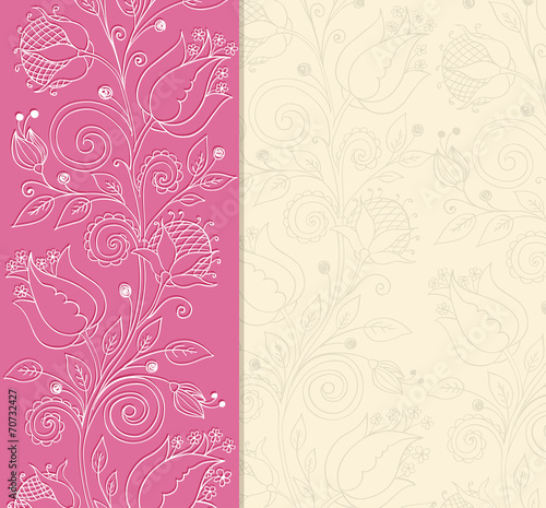 Pink background with hand drawn flowers