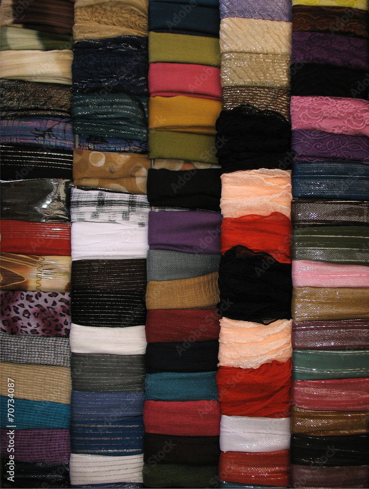 Colorful Cloth Stall in Lebanese Souk Colorful Cloth Stall in Lebanese Souk