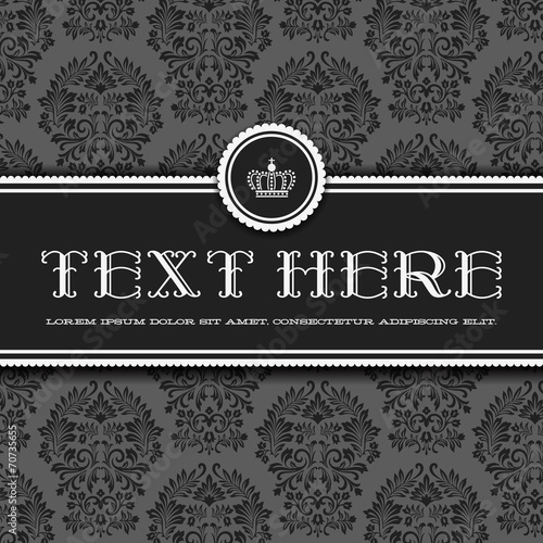 Frame on Seamless Damask Background