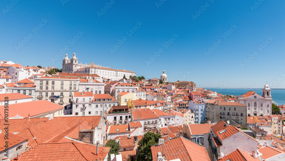 Panoramic view of the Alfama district in Lisbon