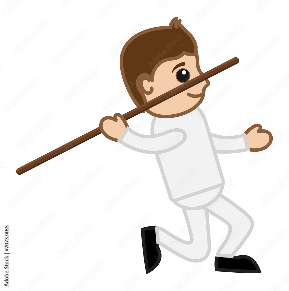 Cartoon Vector Character - Javelin Throw