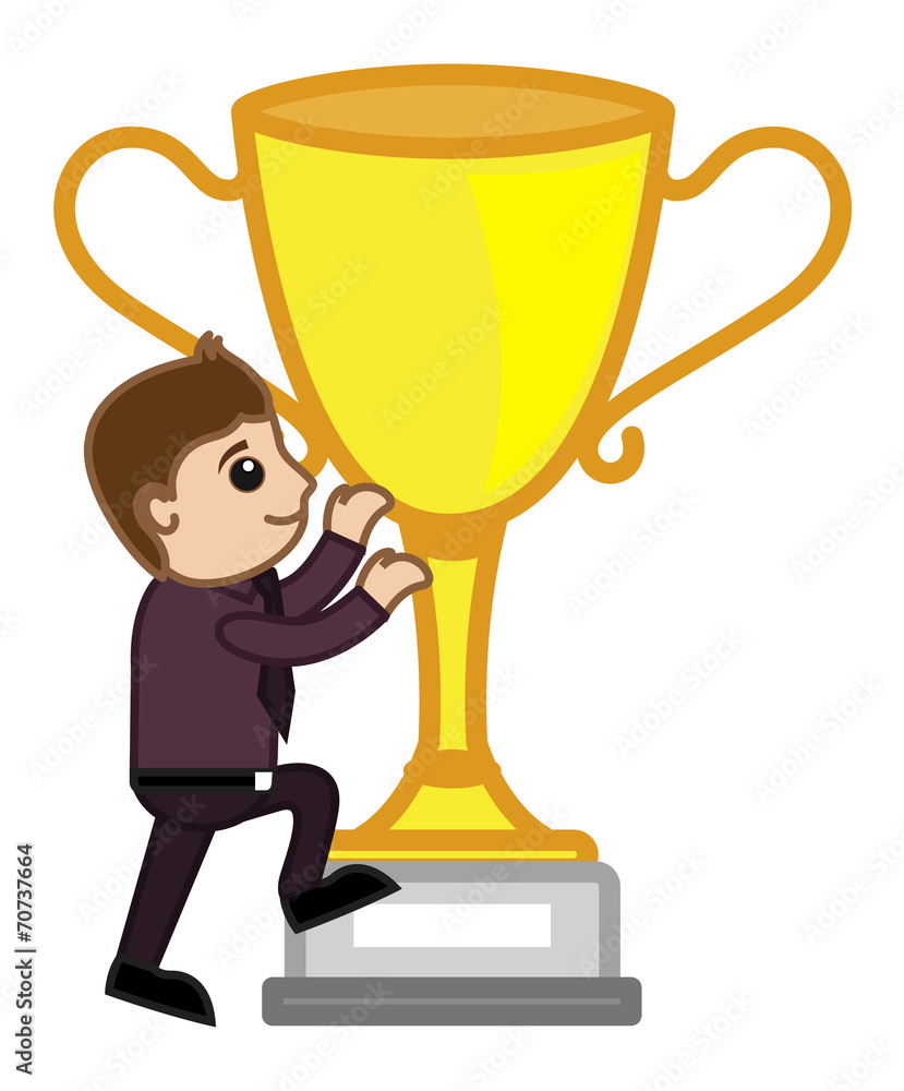 Cartoon Vector Character Large Winner Cup Stock Vector Adobe Stock