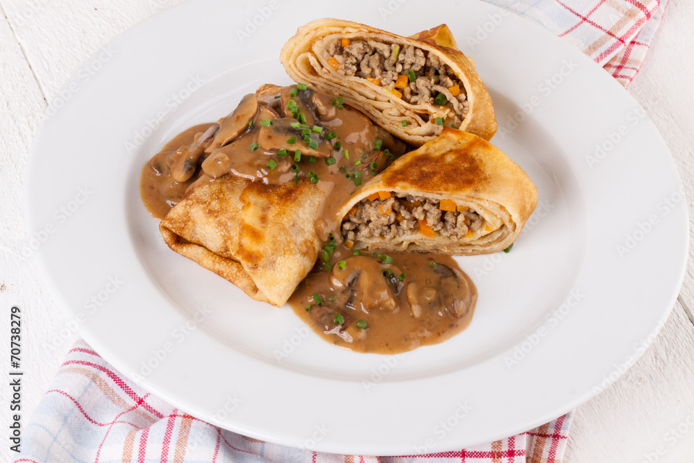 Savory mince pancakes or tortillas Savory mince pancakes or tortillas