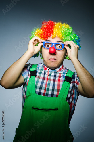 Funny clown against the dark background