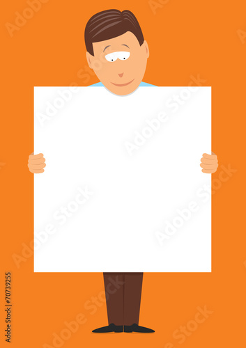 Man holding a big blank sign