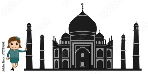 Black Cartoon Vector Taj Mahal