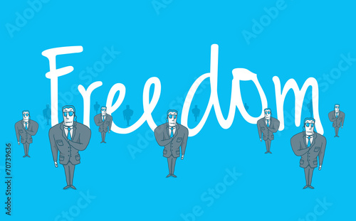 Bodyguards guarding freedom word safe