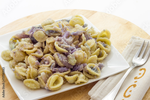 Orecchiette pasta with purple cauliflower