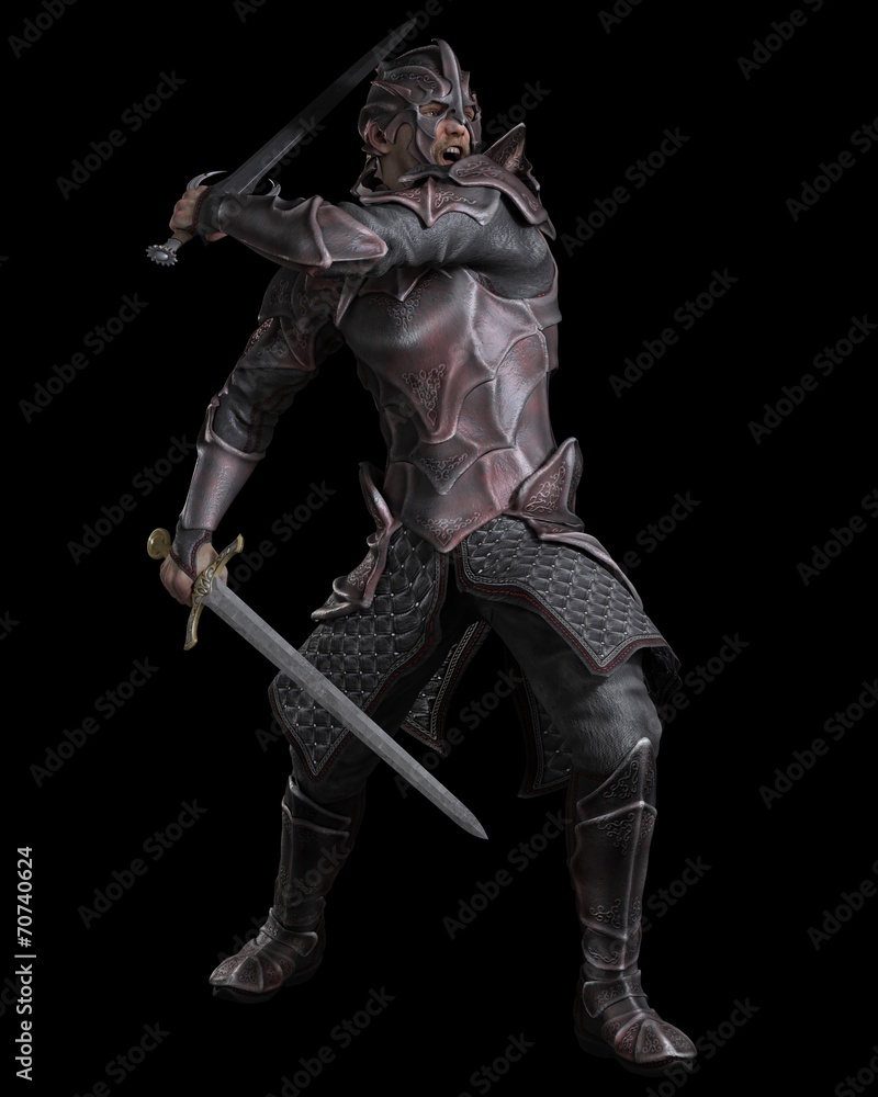 Fototapeta premium Dark Fantasy Knight with Two Swords