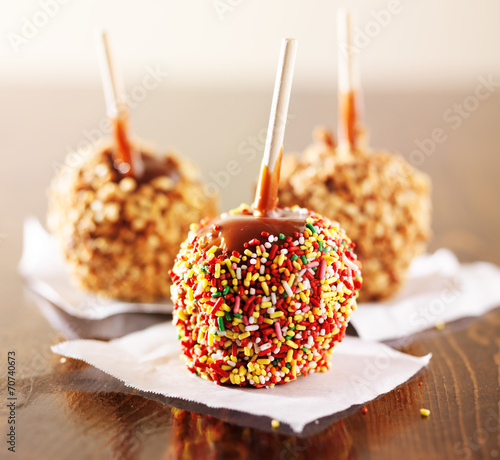 caramel apples with sprinkles photo