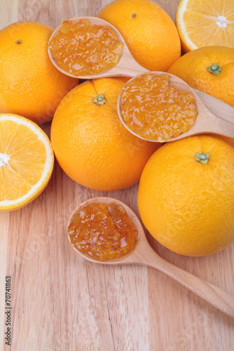 fresh orange with orange jam.