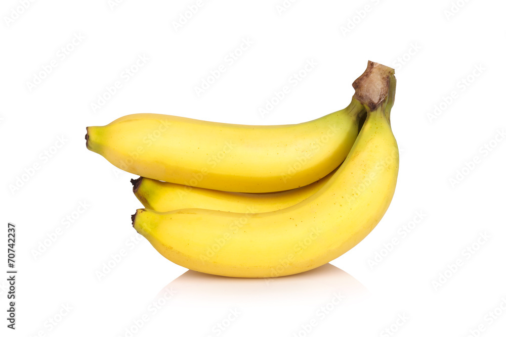 ripe bananas bunch isolated on white background.