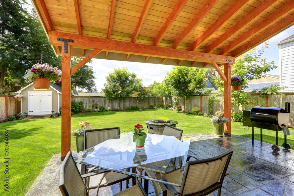 Patio set with glass top table and chairs