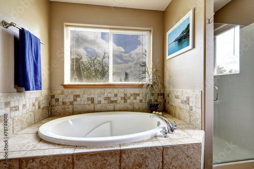 Whirlpool bath tub with tile trim