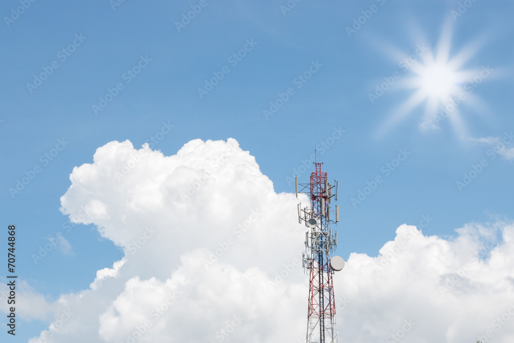 Phone towers and sky