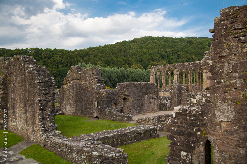 Tintern abbey cathedral ruins. Abbey was established at 1131. 