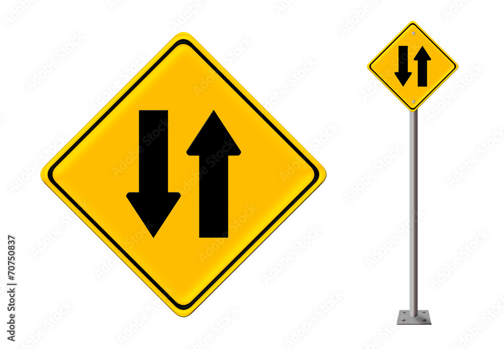 Two way traffic sign Two way traffic sign