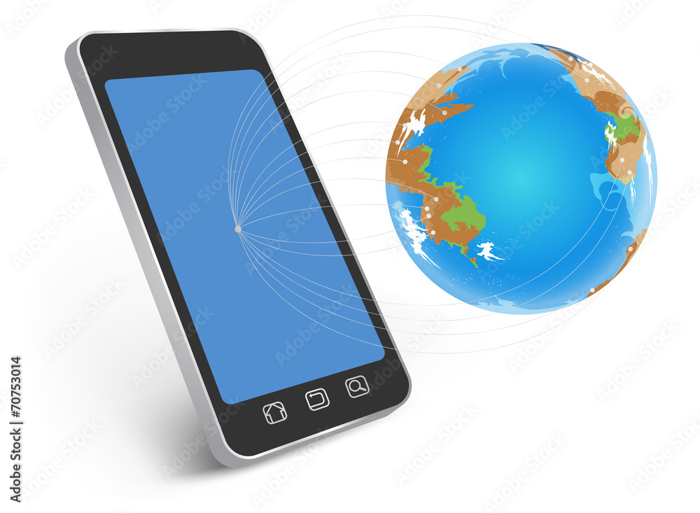 All network worldwide on smartphone technology background