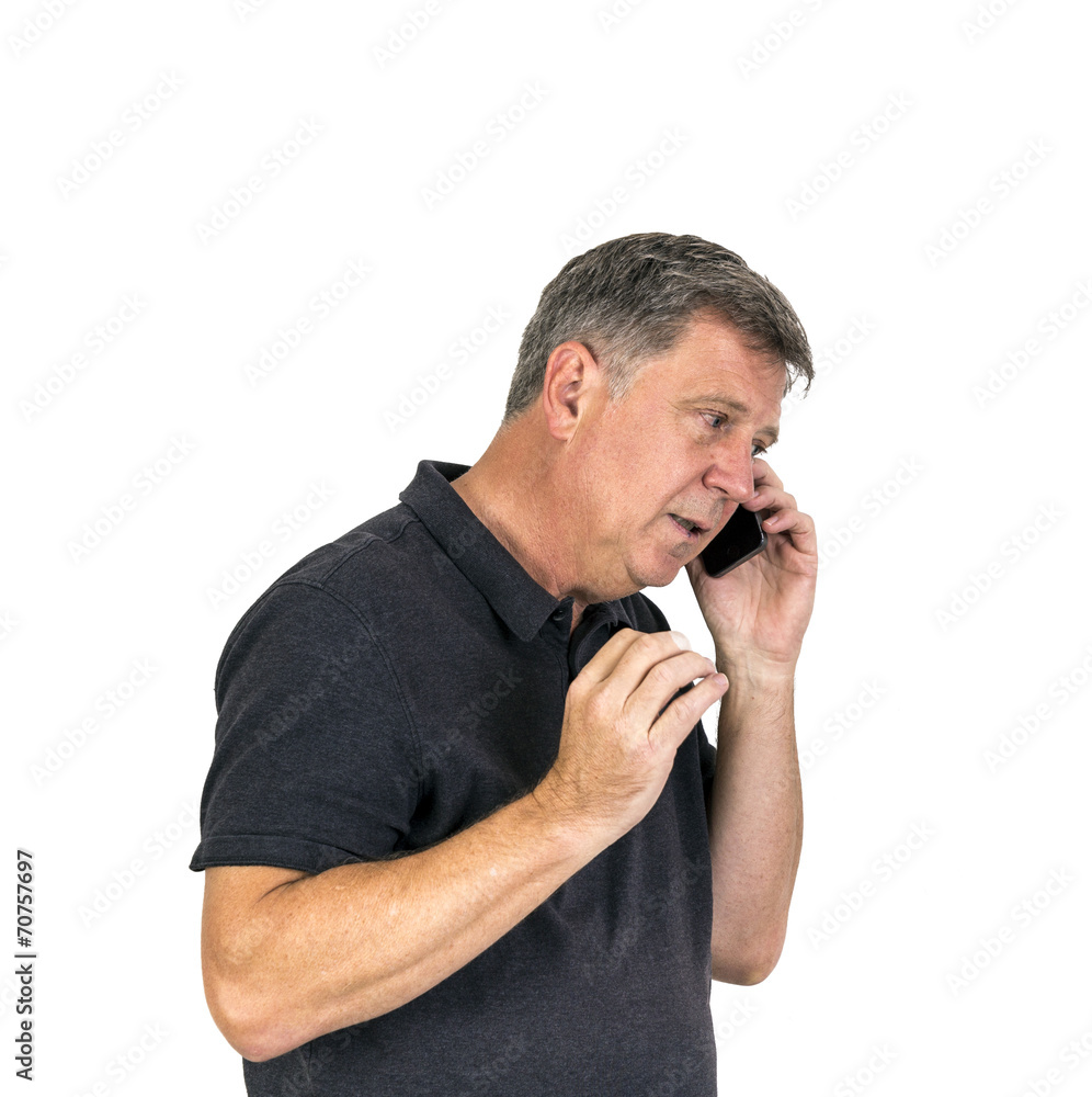 Portrait Of Happy Man using On Cell Phone Portrait Of Happy Man using On Cell Phone