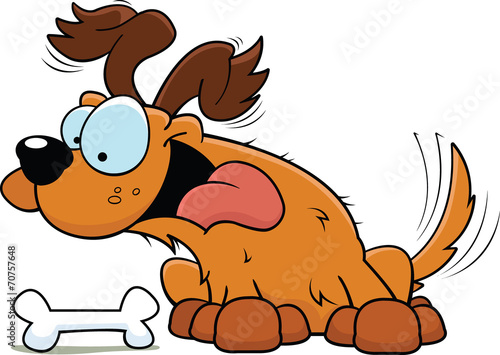 Cartoon Happy Dog with Bone