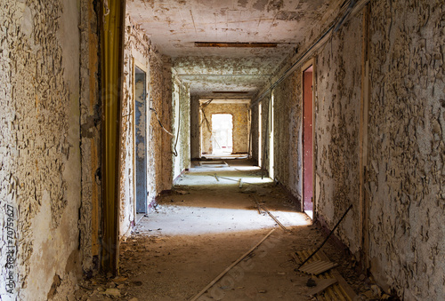 Old and abandoned corridor of  building