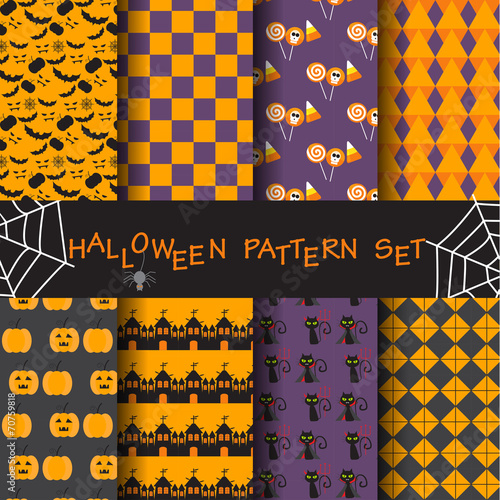 halloween seamless patterns, vector