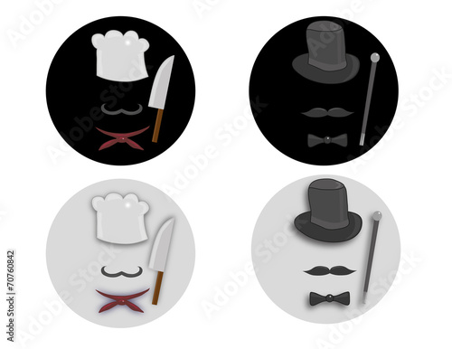 Restaurant and gentleman icons