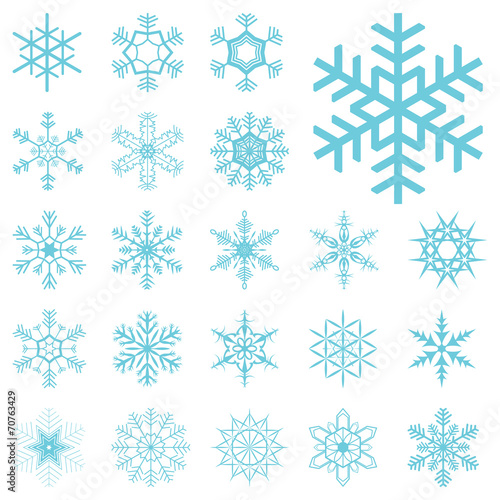 collection of different blue snowflakes