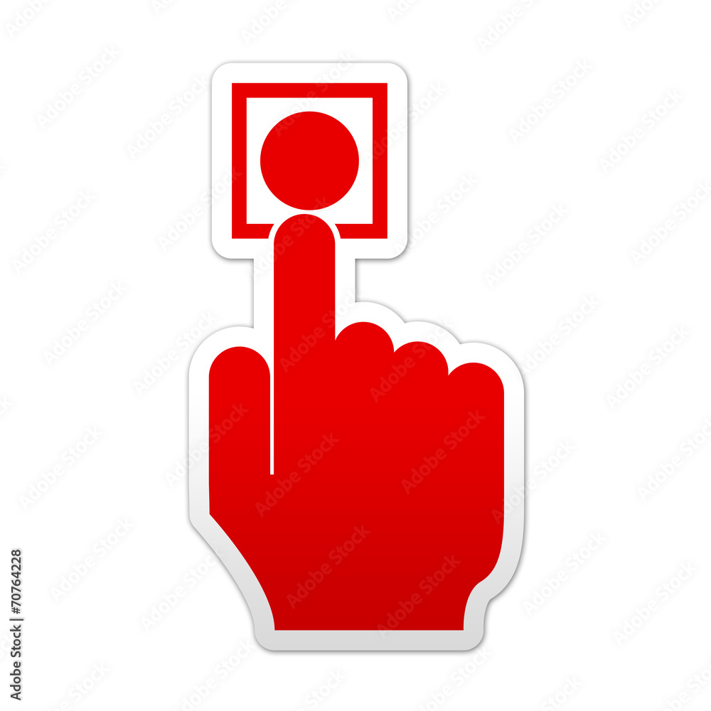 Pegatina simbolo rojo boton de alarma ilustración de Stock