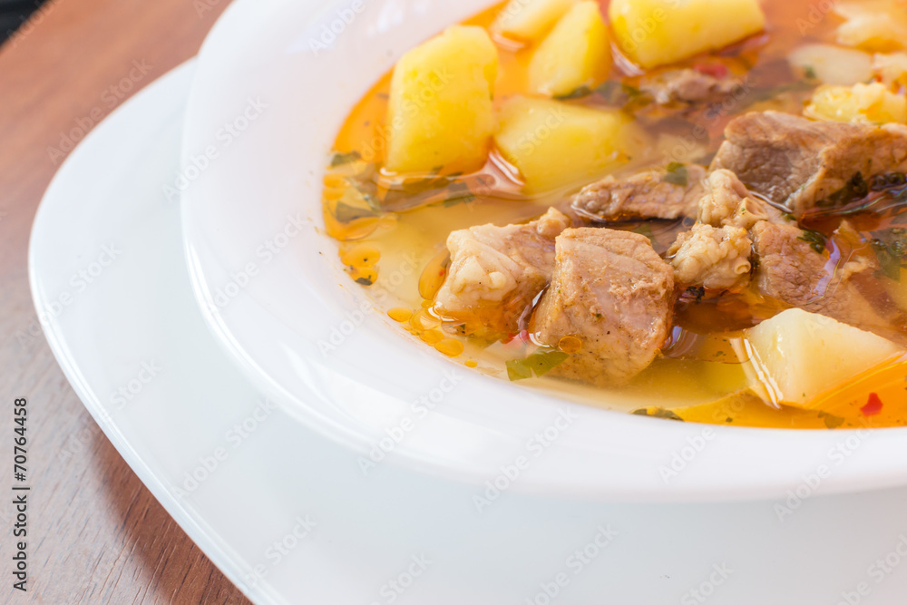 Hungarian goulash (gulyas) soup