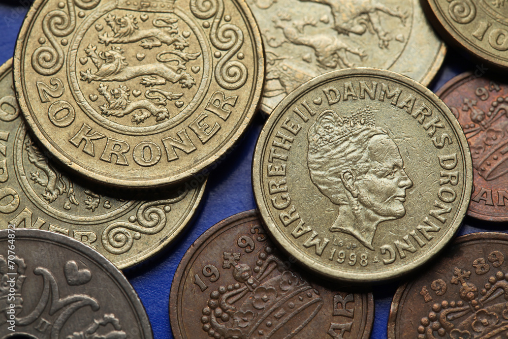 Naklejka premium Coins of Denmark