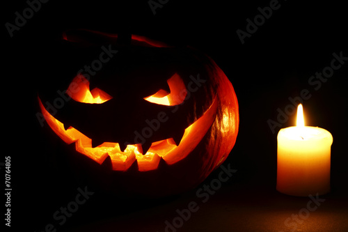 Halloween pumpkin and candle