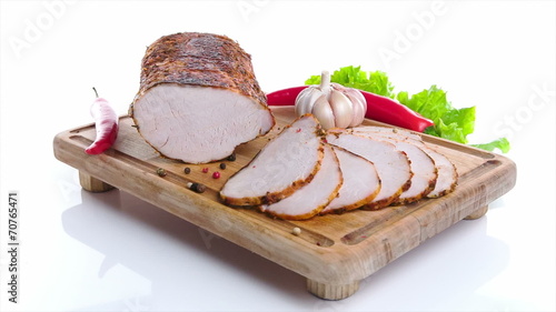 HamHam with herbs over white background photo