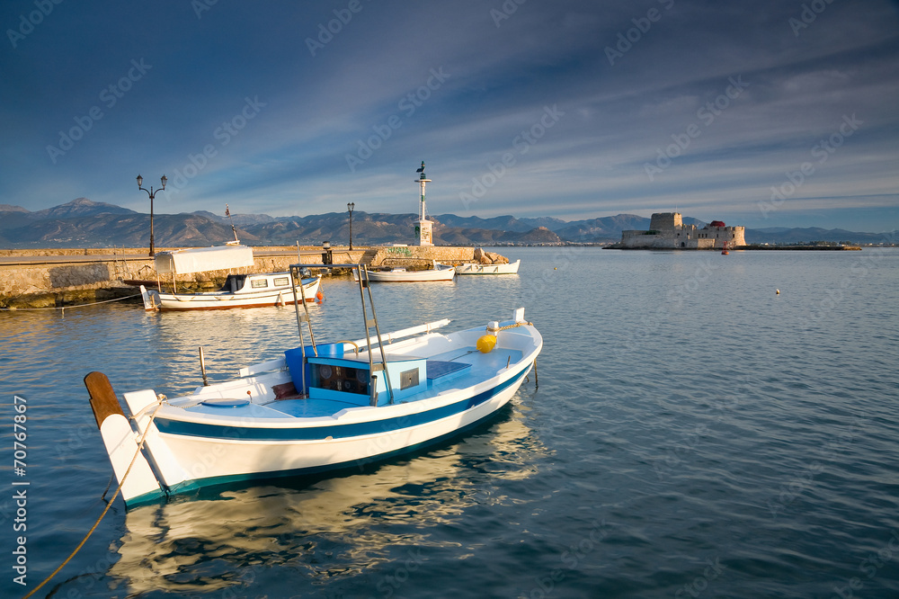 Nafplio harbour early in the morning, Greece.