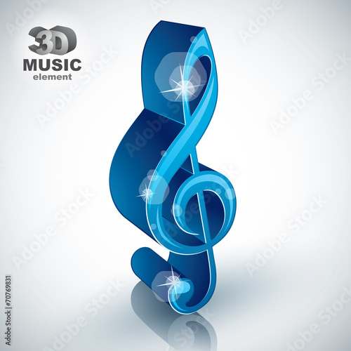 Treble clef 3d blue music d...