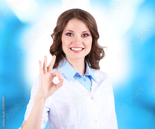 Young beautiful doctor in h...