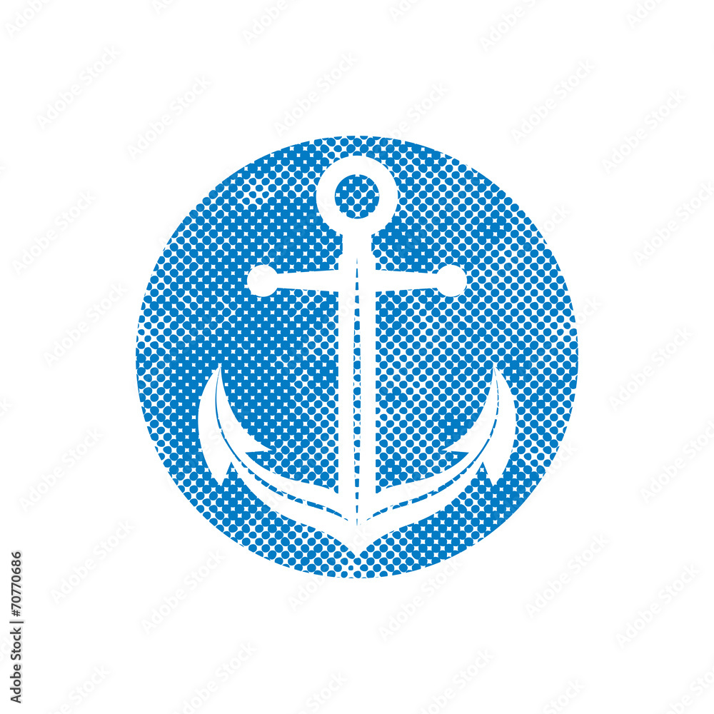 Anchor vector icon with pixel print halftone dots texture. Anchor vector icon with pixel print halftone dots texture.