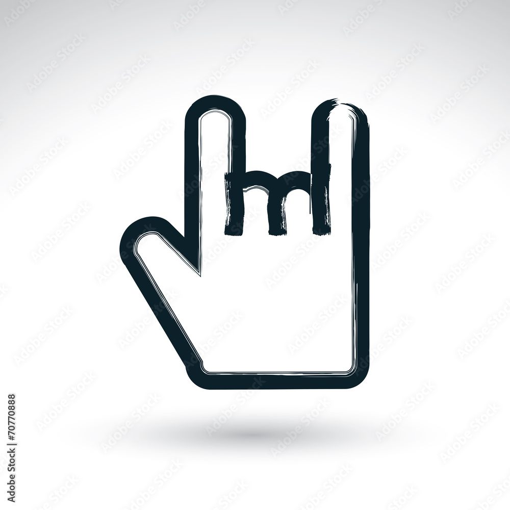 Brush drawing love rock simple vector icon, hand-painted rocker Brush drawing love rock simple vector icon, hand-painted rocker